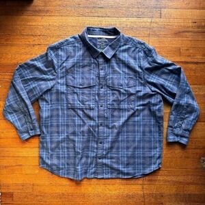 REI Co Op Organic Cotton Plaid Flannel Bttn Down Shirt Outdoor Hiking XXL